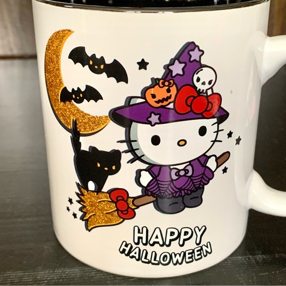 Happy Halloween Hello Kitty 20oz Witch on Broom Mug - Black Cat Moon Bats - Picture 2 of 9